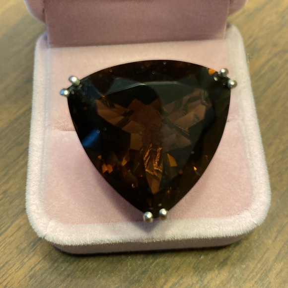 Genuine Trillion Brazilian Smokey Quartz Ring 55 cts. Size 7 - Picture 5 of 11